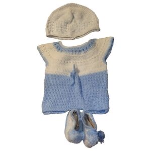 Handmade Blue and White Baby Set